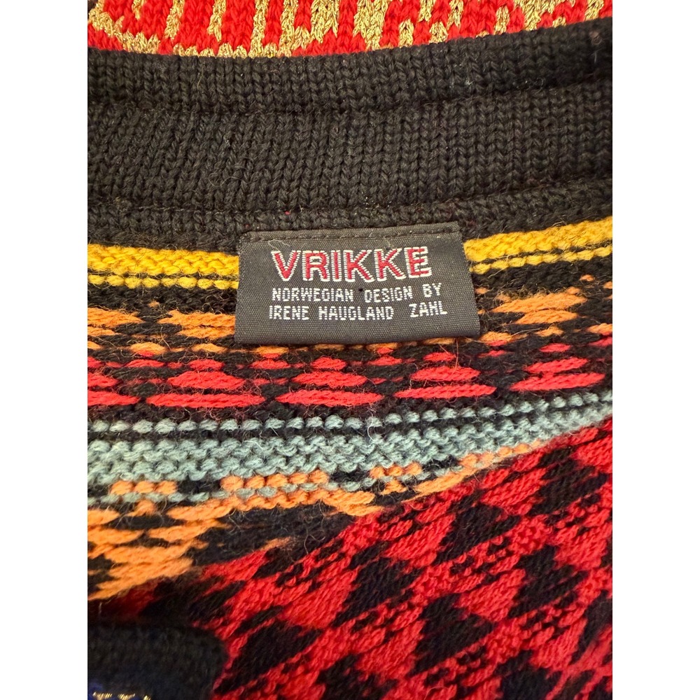Vrikke Cardigan Sweater Womens XL Red Wool Norwegian Design Heart Knit - Picture 3 of 8